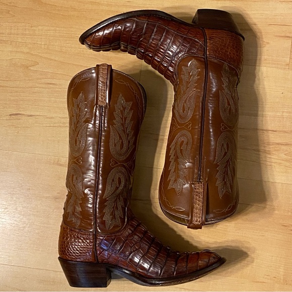 Ladies Handmade USA Lucchese Caiman Ridge Western Boots - 7.5 B - Picture 5 of 11